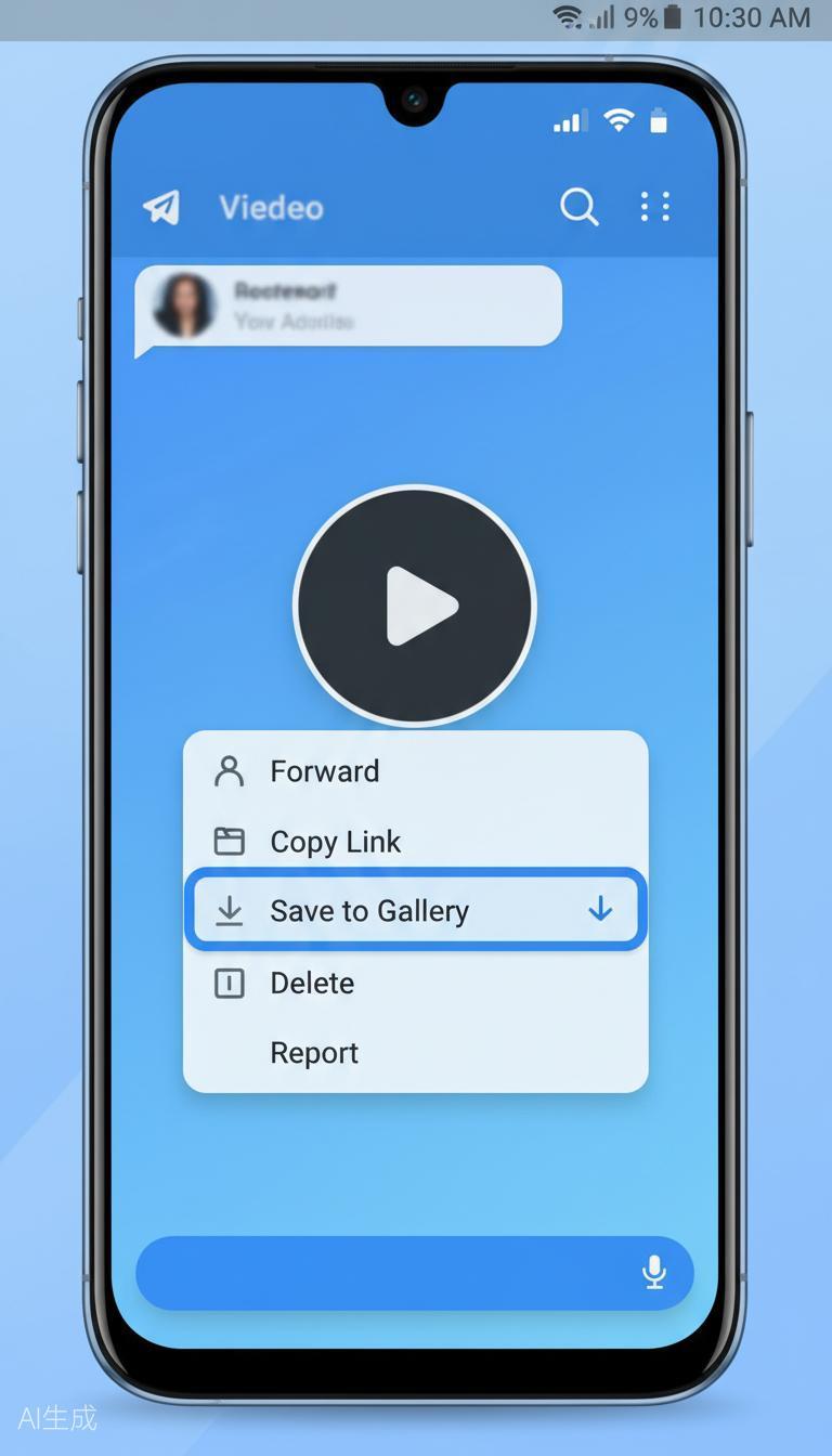 Long press the video on Telegram on Android phone to pop up the save menu