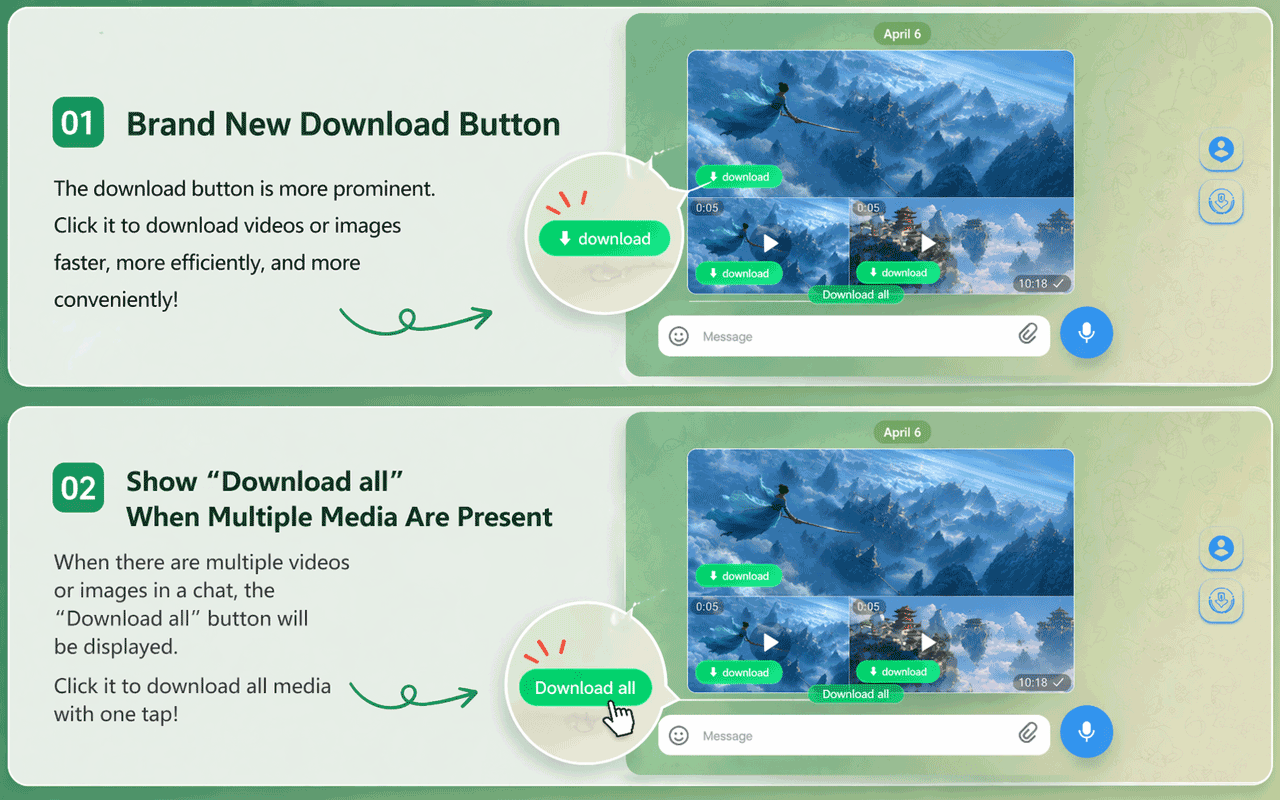 Extension to display download entrance below single and multiple media items